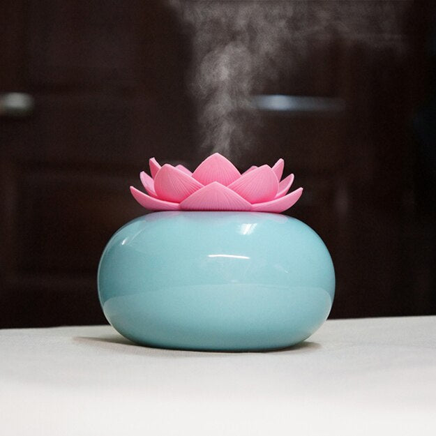 Lotiscent | Lotus Aroma Luchtbevochtiger in Keramiek - Aromatherapie Diffuser & Luchtbevochtiger in Lotus-vorm