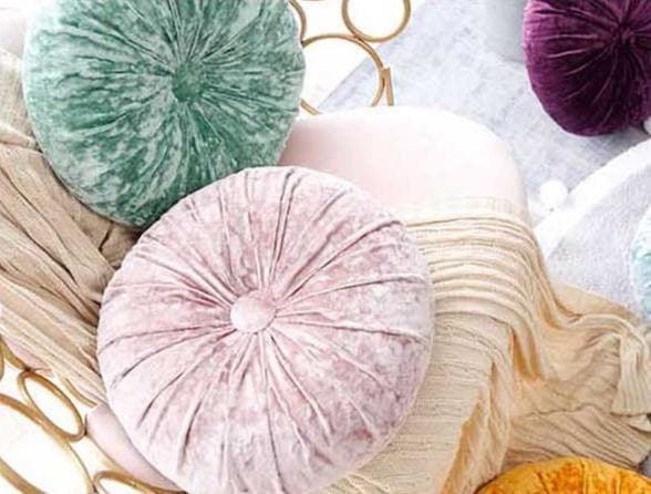 PlushOrbit | Crushed Fluwelen Ronde Kussen - Decoratief Accentkussen, Zacht Pluche Fluweel voor Sofa & Bed