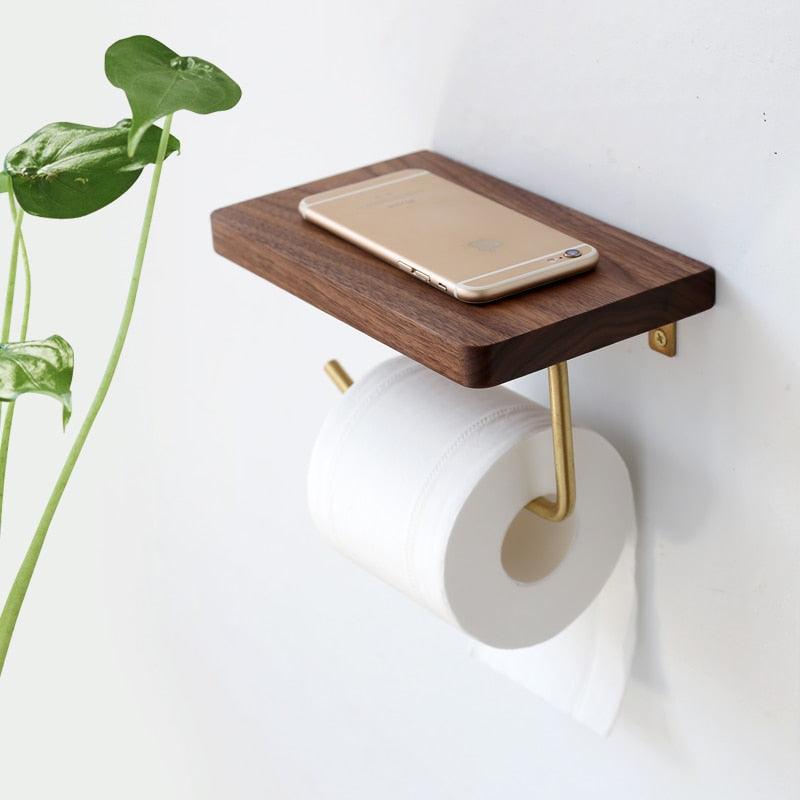 RusticRoll | Multifunctionele houten toiletrolhouder