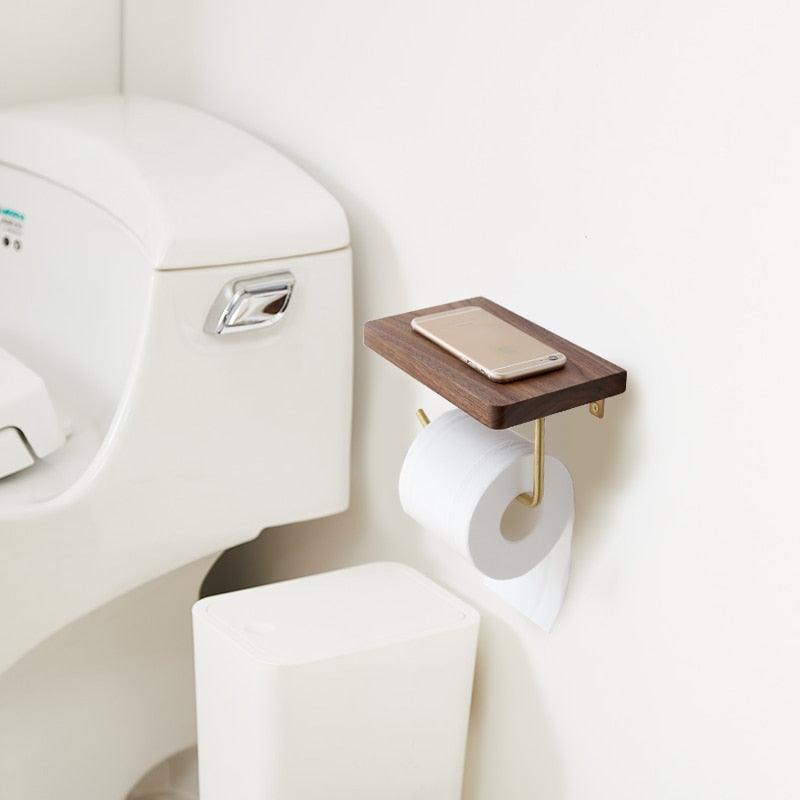 RusticRoll | Multifunctionele houten toiletrolhouder