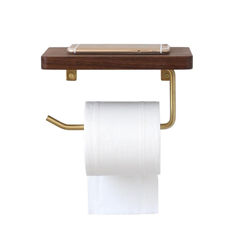 RusticRoll | Multifunctionele houten toiletrolhouder