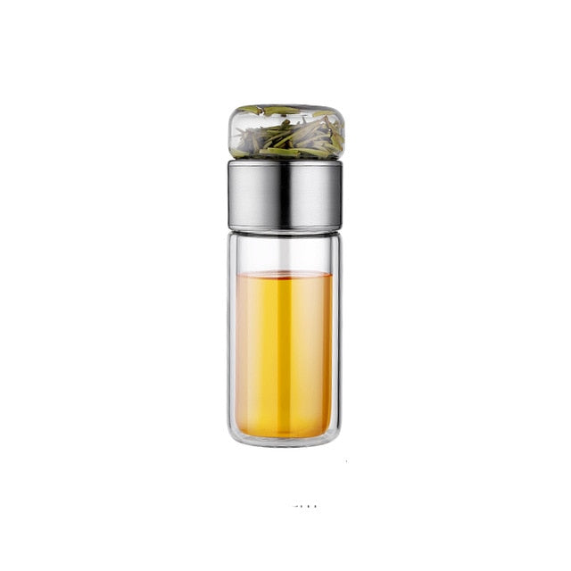 SteepEase | 2-in-1 grote dubbele glazen theefles - premium borosilicaatglas