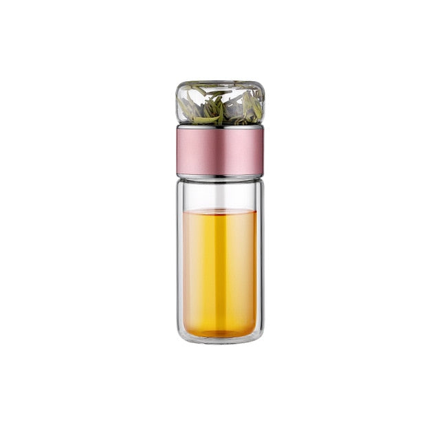 SteepEase | 2-in-1 grote dubbele glazen theefles - premium borosilicaatglas
