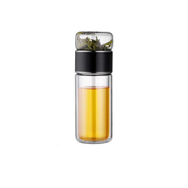 SteepEase | 2-in-1 grote dubbele glazen theefles - premium borosilicaatglas