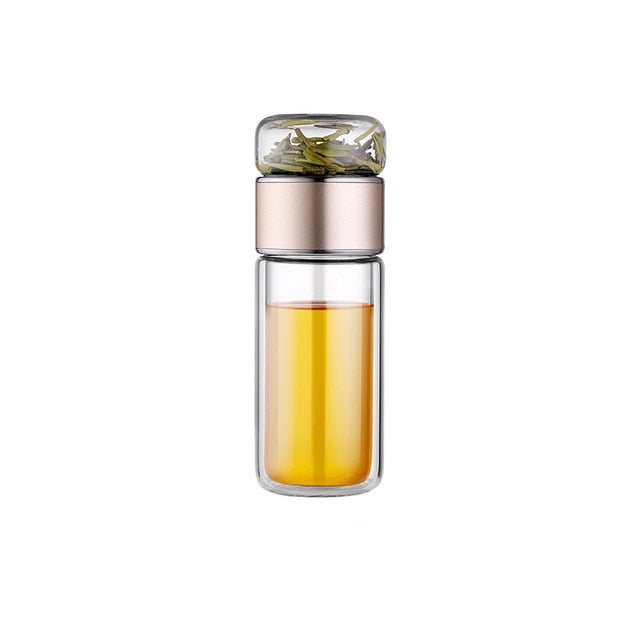 SteepEase | 2-in-1 grote dubbele glazen theefles - premium borosilicaatglas