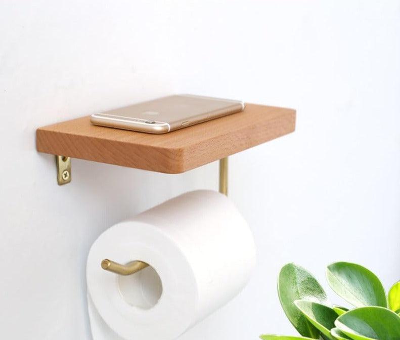 RusticRoll | Multifunctionele houten toiletrolhouder