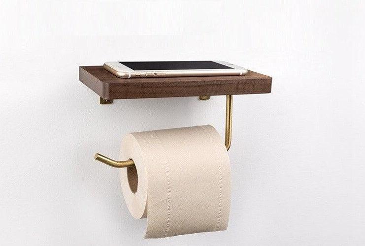 RusticRoll | Multifunctionele houten toiletrolhouder