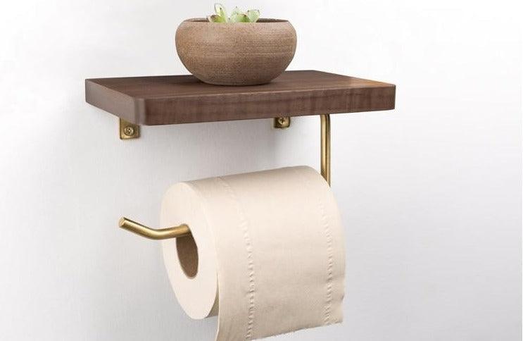 RusticRoll | Multifunctionele houten toiletrolhouder