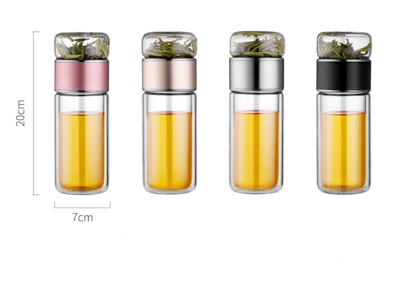 SteepEase | 2-in-1 grote dubbele glazen theefles - premium borosilicaatglas