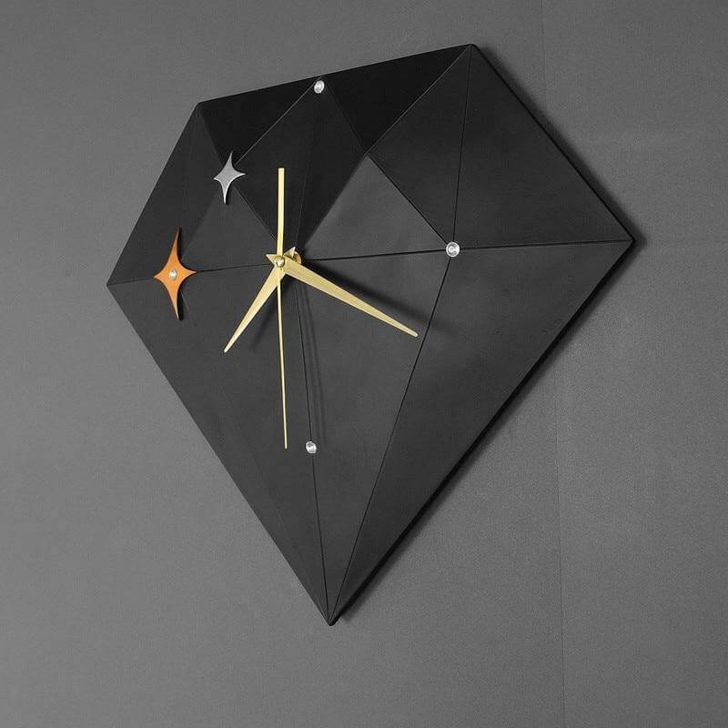 StarTick | Geometrische Nordic Star Diamant Wandklok - Modern Minimalistisch Ontwerp, Stil Kwartsuurwerk, Woondecoratie Accent