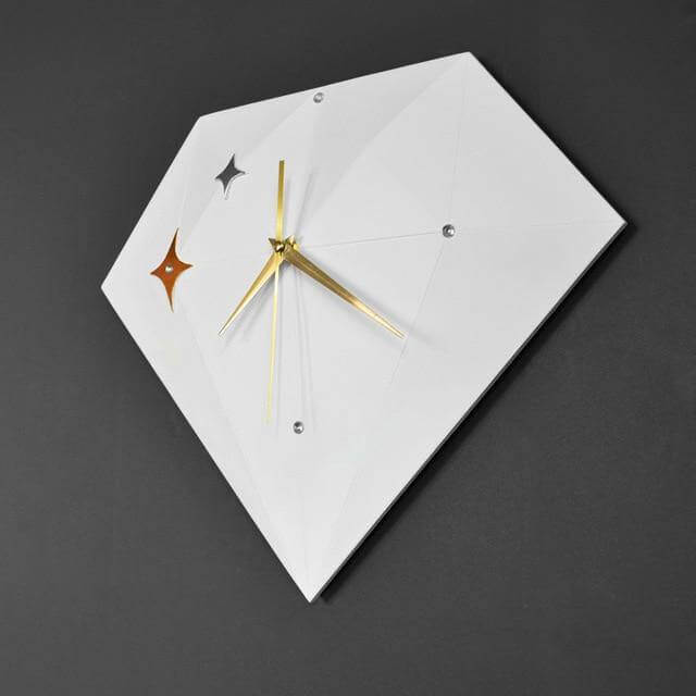StarTick | Geometrische Nordic Star Diamant Wandklok - Modern Minimalistisch Ontwerp, Stil Kwartsuurwerk, Woondecoratie Accent