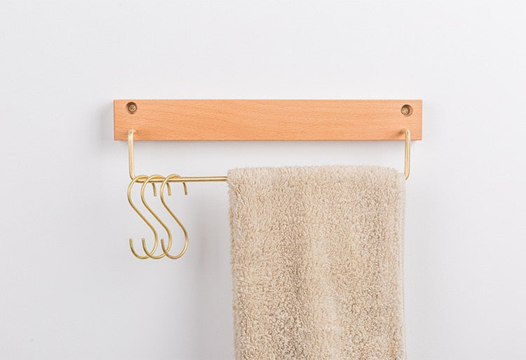 TowelCrest | Elegante Houten Handdoekhouder, Moderne Badkamer Muurbevestiging