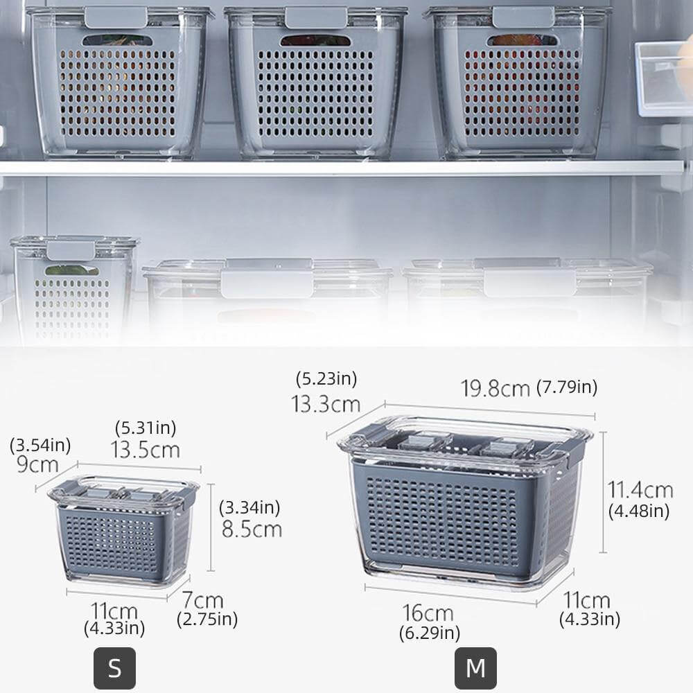 PureTray | Koelkastopbergdoos met deksel – Multifunctionele afvoerbak voor groenten, fruit en keukenbenodigdheden