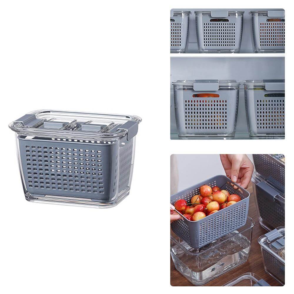 PureTray | Koelkastopbergdoos met deksel – Multifunctionele afvoerbak voor groenten, fruit en keukenbenodigdheden
