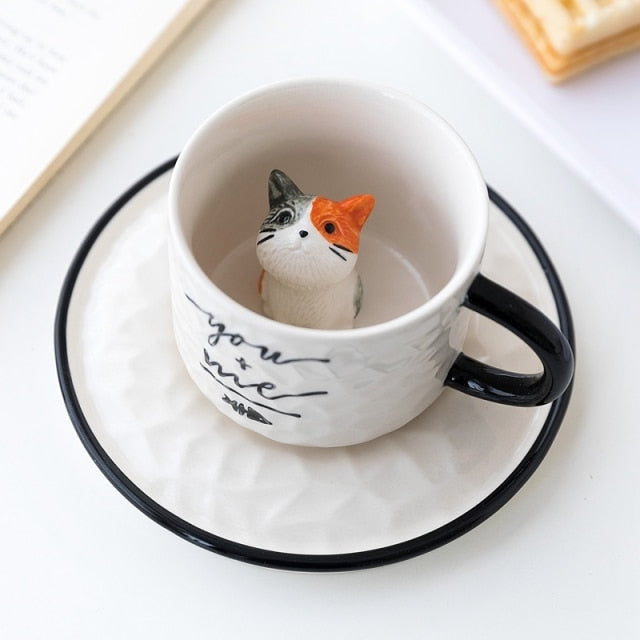 FelineSip | Verborgen kat keramische mok – schattige koffie- en theekop met geheim kattenontwerp