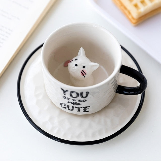 FelineSip | Verborgen kat keramische mok – schattige koffie- en theekop met geheim kattenontwerp