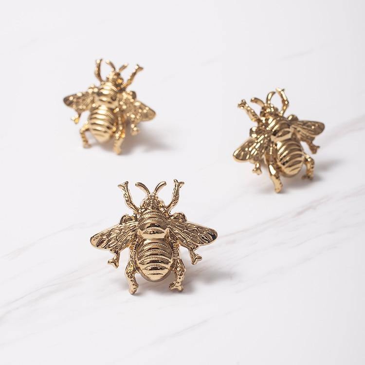 BuzzKnob | Gouden bijen ladegrepen, messing knoppen voor kasten, decoratieve meubeltrekkers voor thuis & keuken
