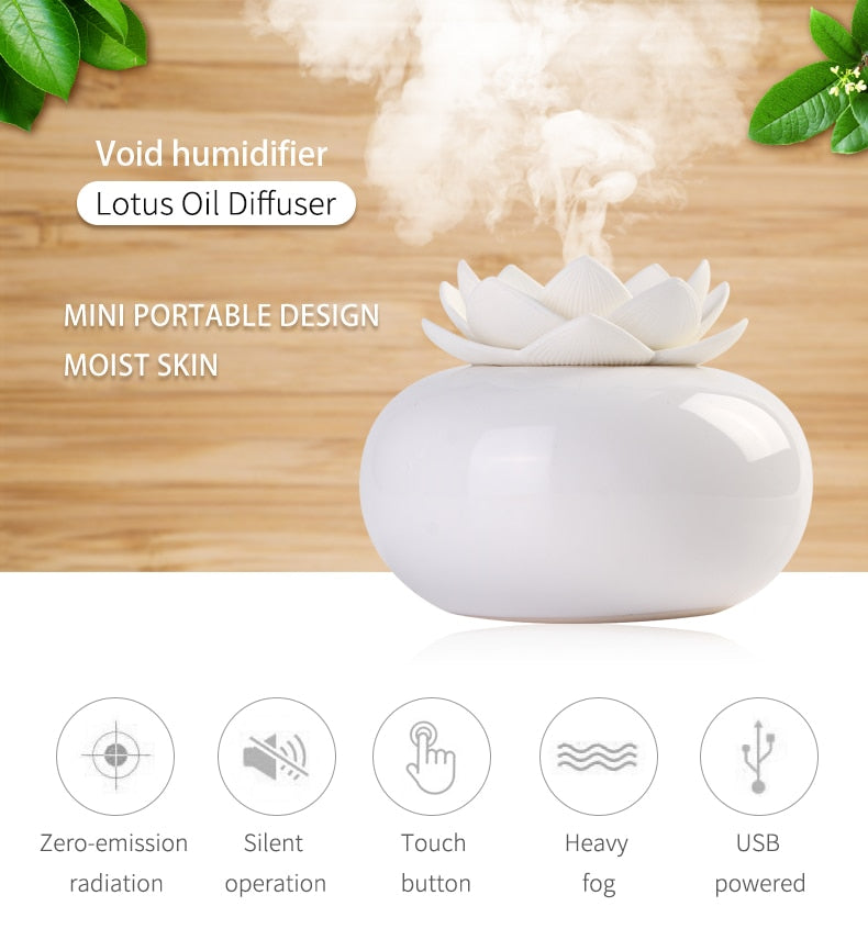 Lotiscent | Lotus Aroma Luchtbevochtiger in Keramiek - Aromatherapie Diffuser & Luchtbevochtiger in Lotus-vorm