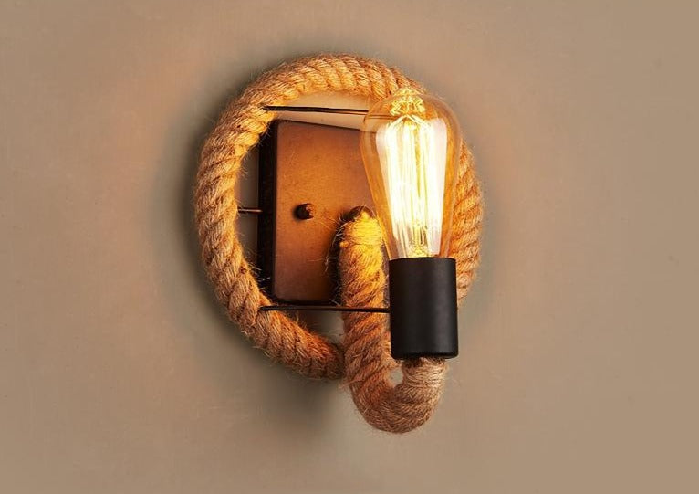 VintageTwine | Vintage Touw Wandlamp - Industriële Stijl Ijzer & Touw Ontwerp
