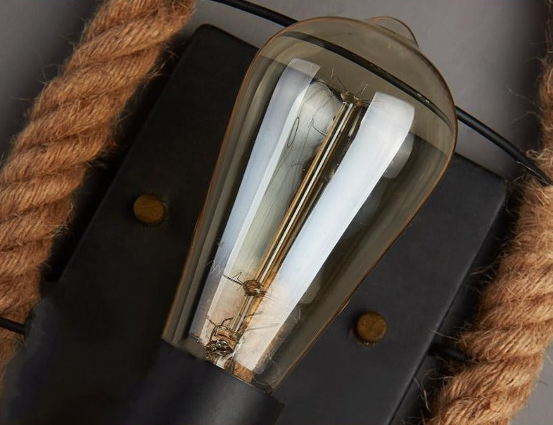 VintageTwine | Vintage Touw Wandlamp - Industriële Stijl Ijzer & Touw Ontwerp