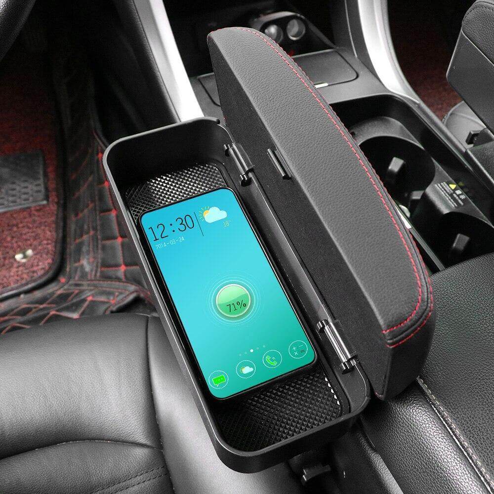 ChargeCaddy | Organizer voor autostoel met draadloze oplader - Opbergvak, Telefoonhouder