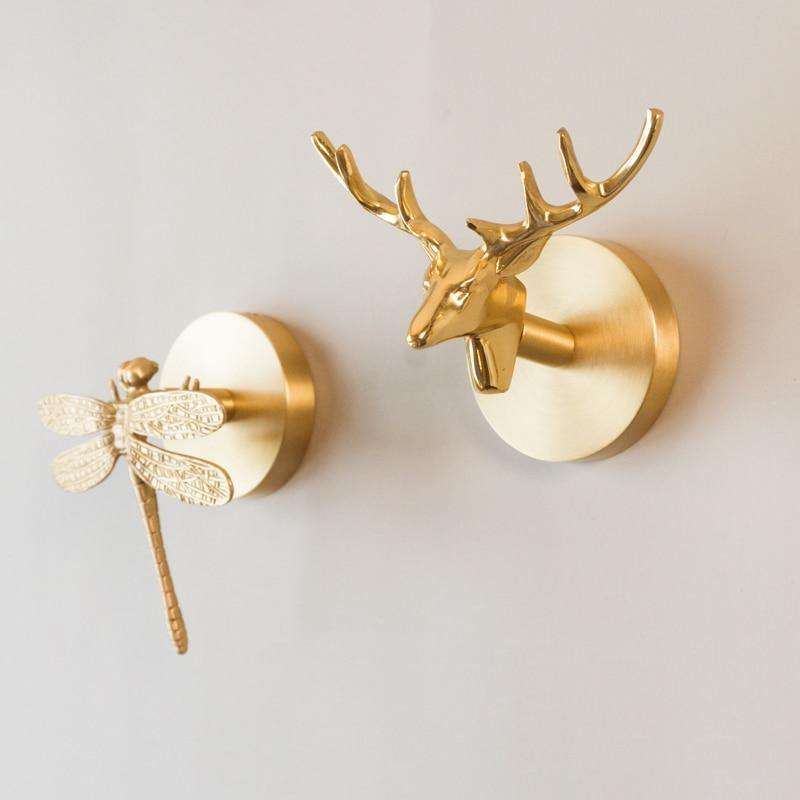 WildHang | Messing Animal Kapstokhaken - Decoratieve Muurhaken met Gouden Accent