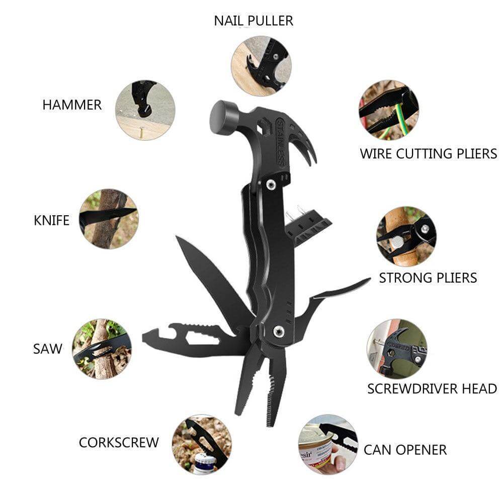 TactiSteel | 14-in-1 Roestvrij Staal Multi-Tool - Draagbaar Outdoor Survival Gereedschap