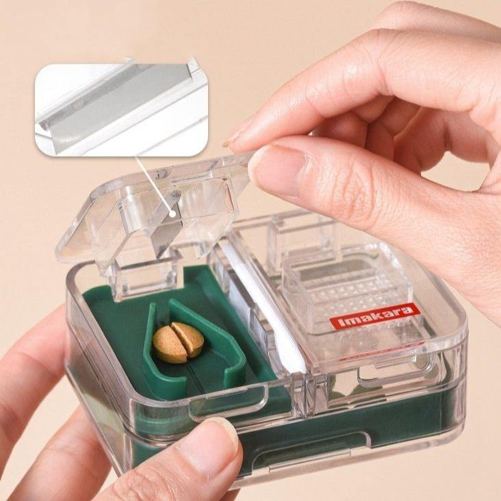 PillMate | Mini draagbare pillensnijder en opbergdoos – Reisvriendelijke medicijnorganizer