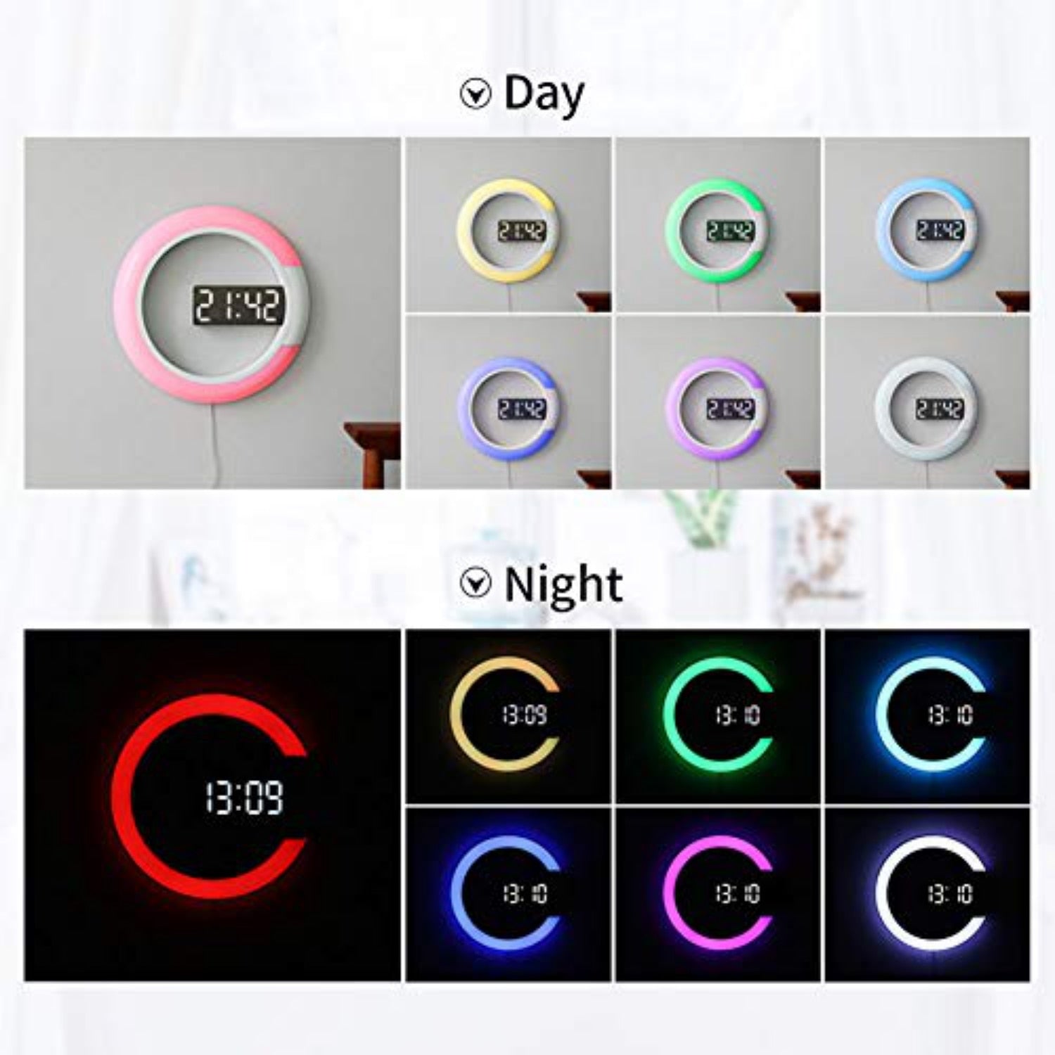 RingLite | Elegante LED Ring Lamp Wandklok - Moderne Digitale Klok