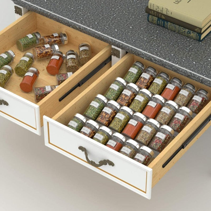 SpiceStack | Acryl kruiden organizer voor lade, keuken opslag, verstelbaar rek