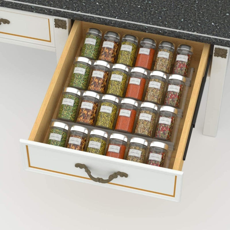 SpiceStack | Acryl kruiden organizer voor lade, keuken opslag, verstelbaar rek