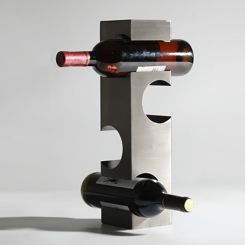 VinoCurve | Curves metalen wijnrek - tafelmodel wijnfleshouder, moderne decoratieve wijnopslag