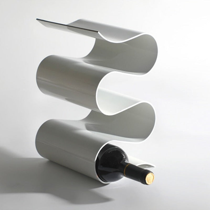 VinoCurve | Curves metalen wijnrek - tafelmodel wijnfleshouder, moderne decoratieve wijnopslag