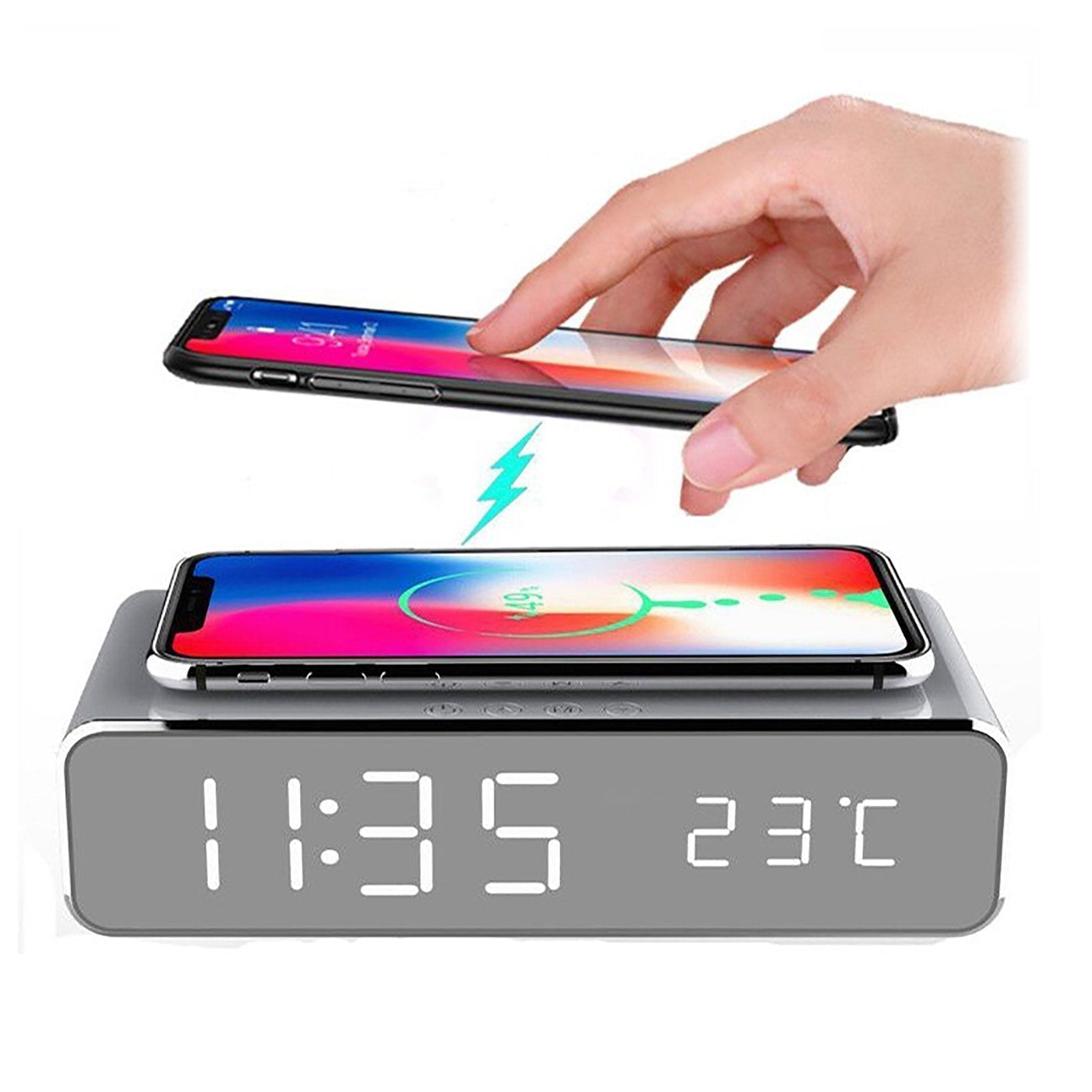 MagWake | 2-in-1 digitale wekker en magnetische Qi-oplader – LED-weergave van tijd