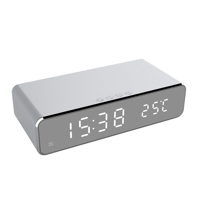 MagWake | 2-in-1 digitale wekker en magnetische Qi-oplader – LED-weergave van tijd
