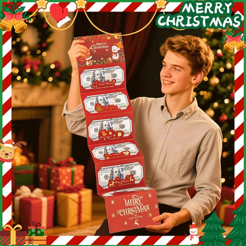 JollyPocket | Kerstmis-envelop met geldclip – feestelijke cadeaukaarthouder, portemonnee voor contant geld