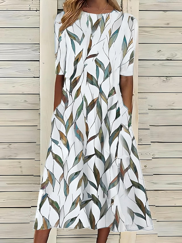 Zalia | Bloemenprint midi-jurk voor dames – Elegante, casual zomerjurk