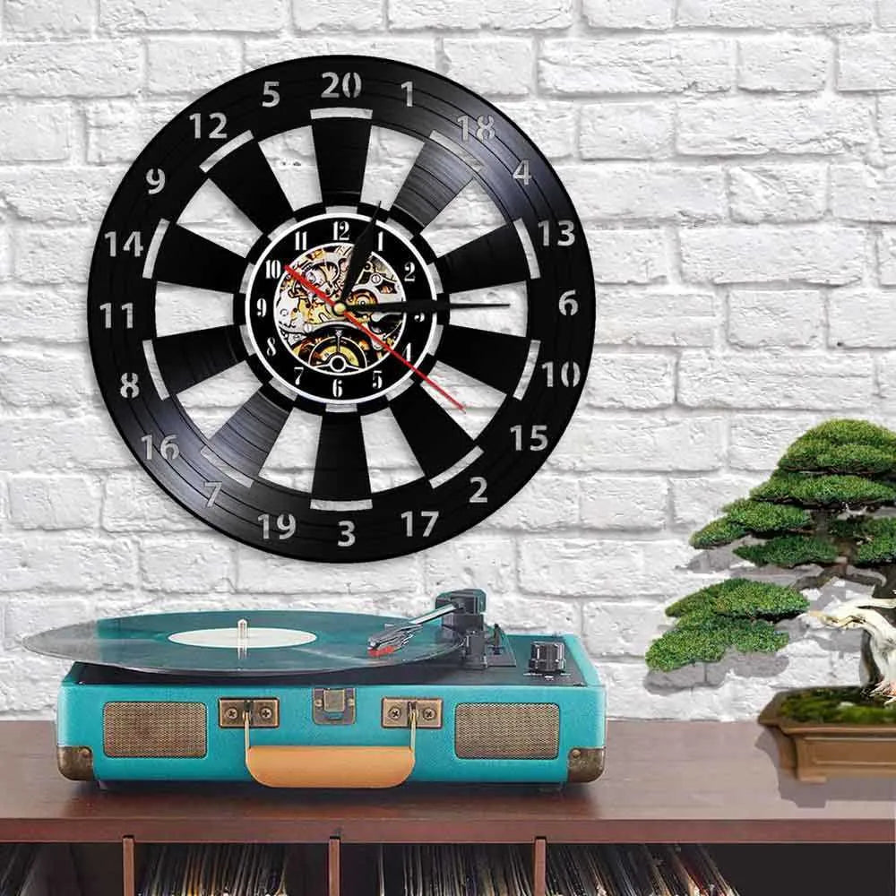 DartTick | Retro Vinyl Dart Wandklok - Stille Quartz Beweging, Uniek huisdecor, Stijlvol en Functioneel