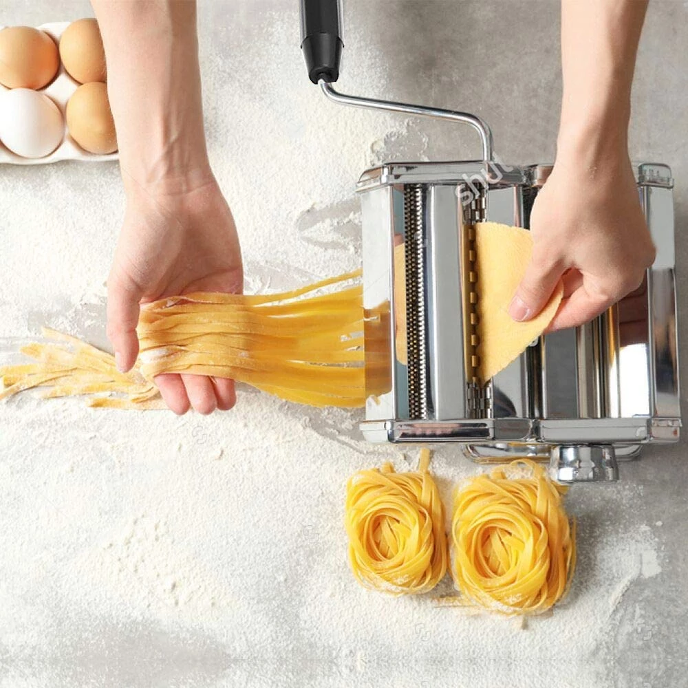 ChefRoll | Handmatige roestvrijstalen pasta- en noedelmaker – verstelbare snijder voor verse zelfgemaakte pasta