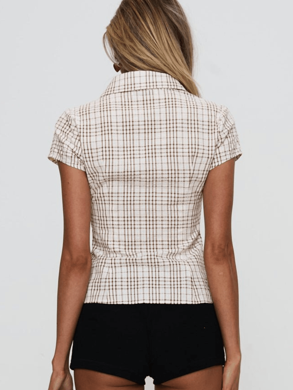 Nixie | Slim fit katoen-linnen blouse voor dames – Retro zomershirt met korte mouwen