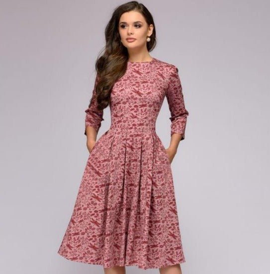 Meya | Midi-jurk met bloemenprint voor dames – Vintage, zwierige, elegante boho-zomerjurk