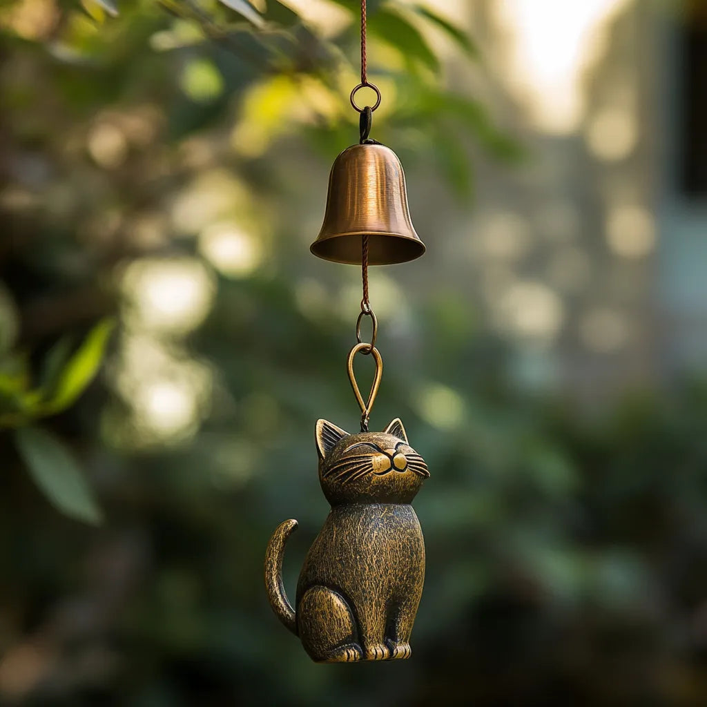 TailTinkle | Whisker Cat Windgong – Charmante hangende decoratie voor tuin, terras, veranda of balkon