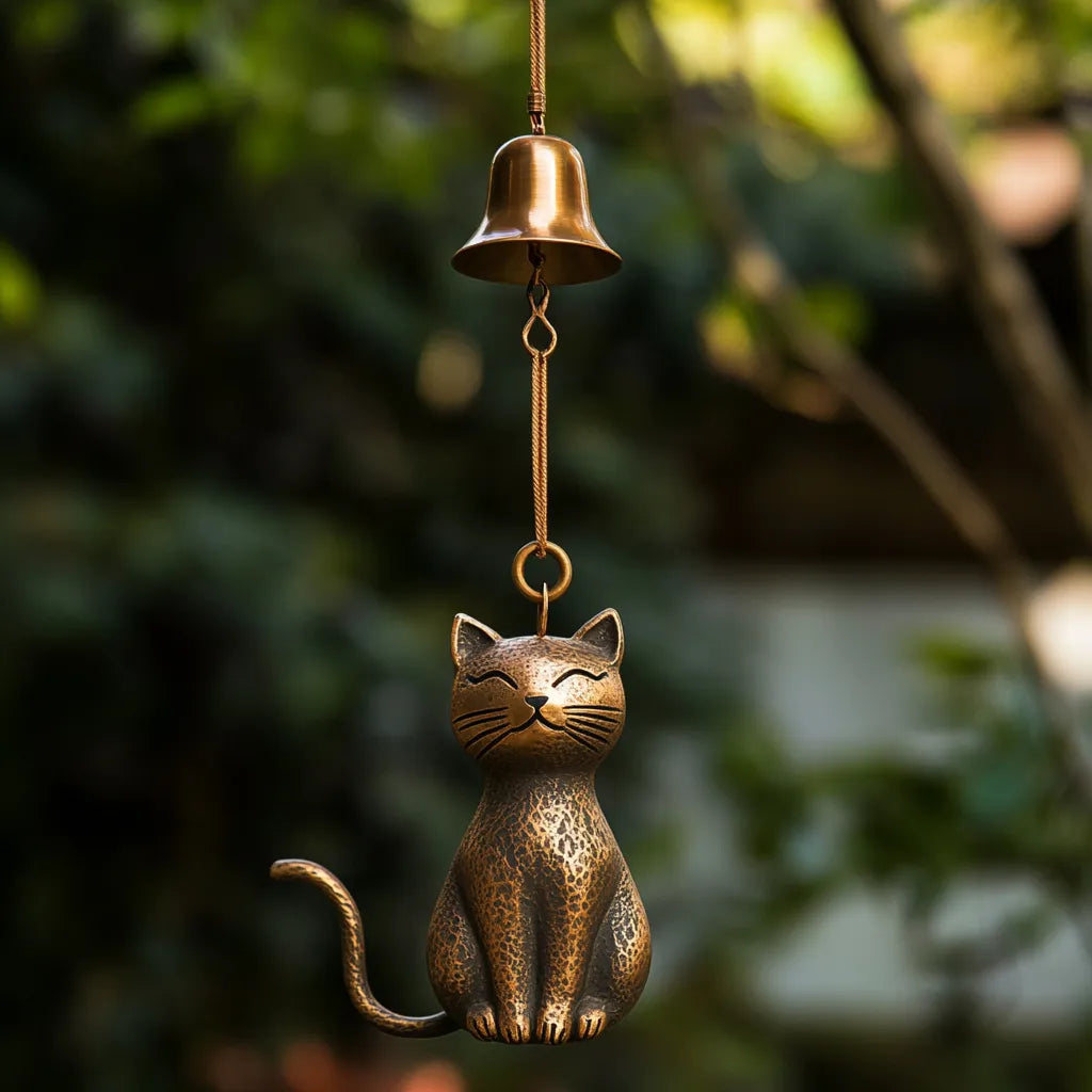 TailTinkle | Whisker Cat Windgong – Charmante hangende decoratie voor tuin, terras, veranda of balkon