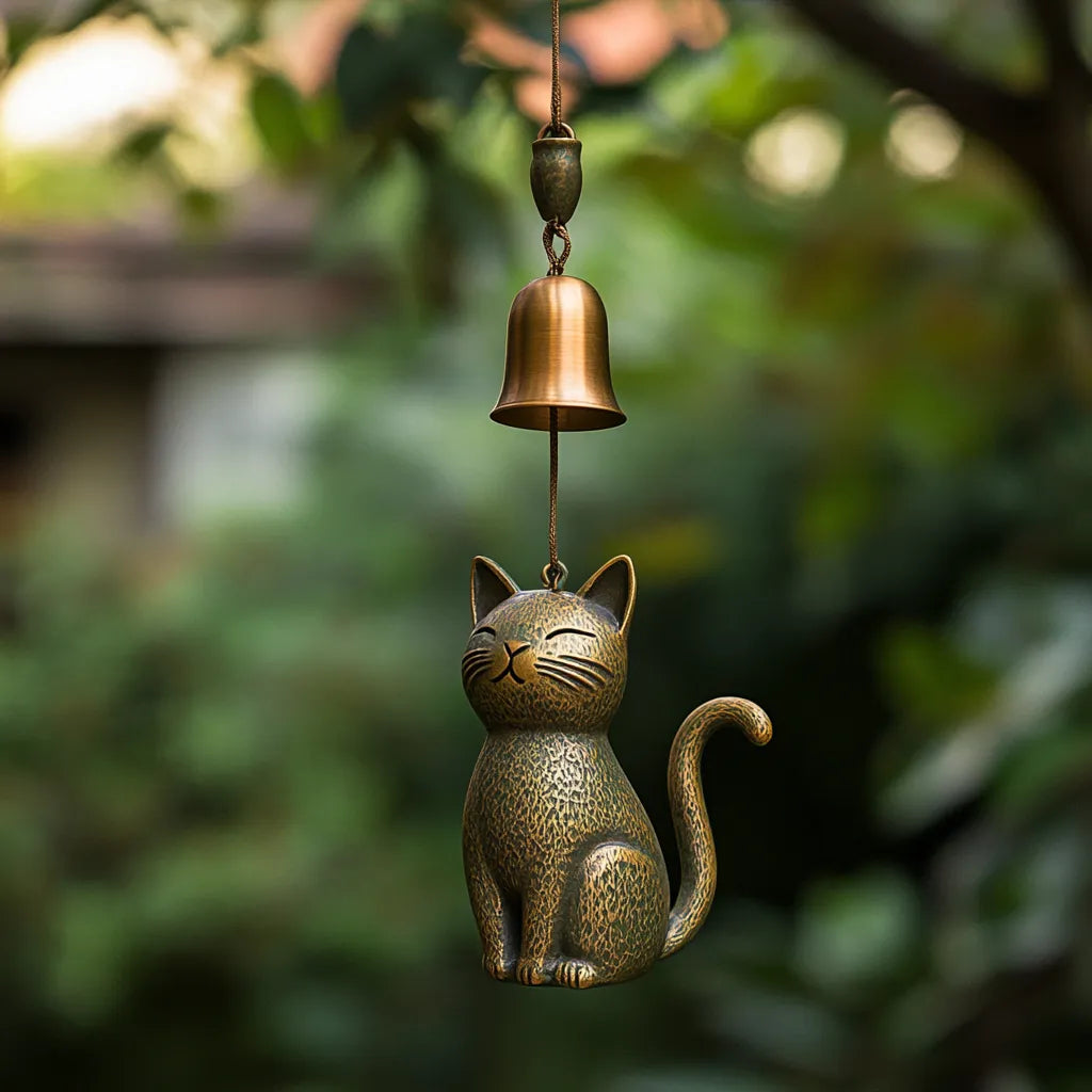 TailTinkle | Whisker Cat Windgong – Charmante hangende decoratie voor tuin, terras, veranda of balkon
