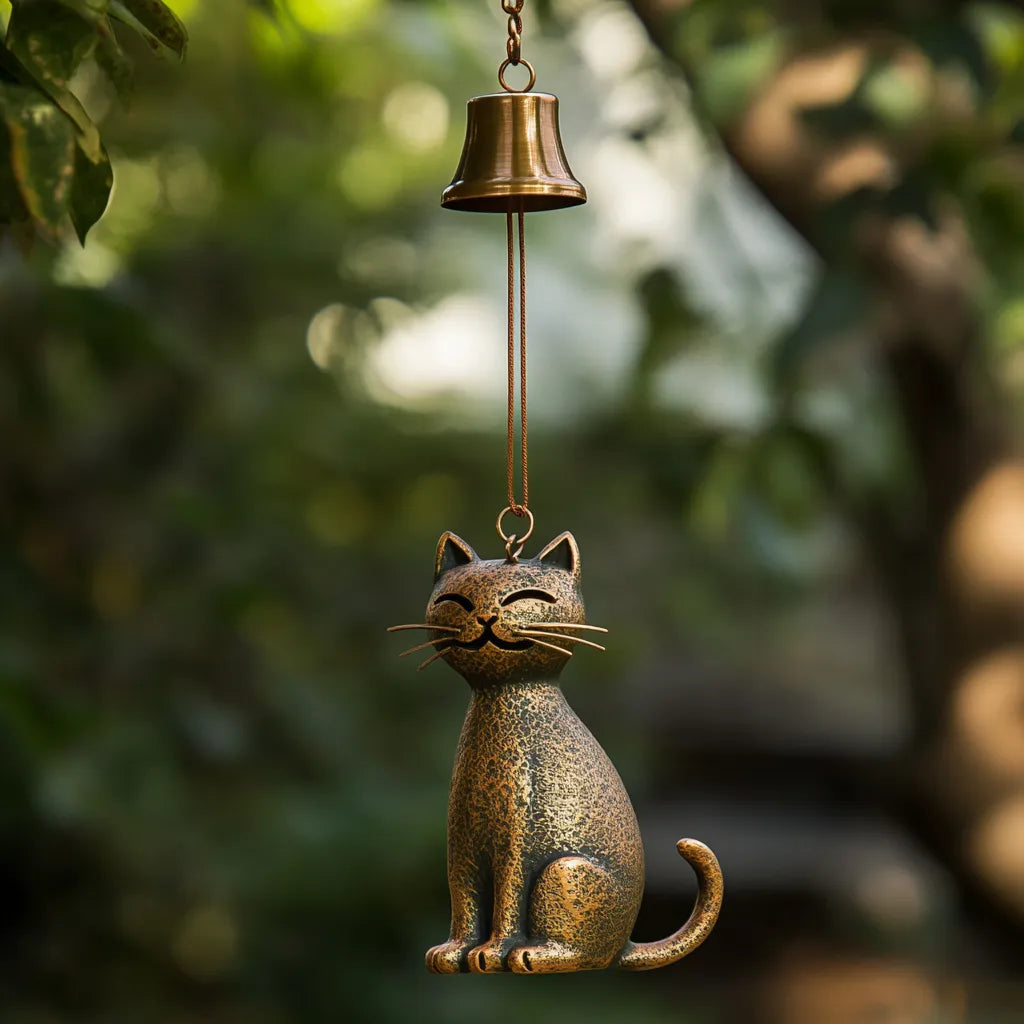 TailTinkle | Whisker Cat Windgong – Charmante hangende decoratie voor tuin, terras, veranda of balkon