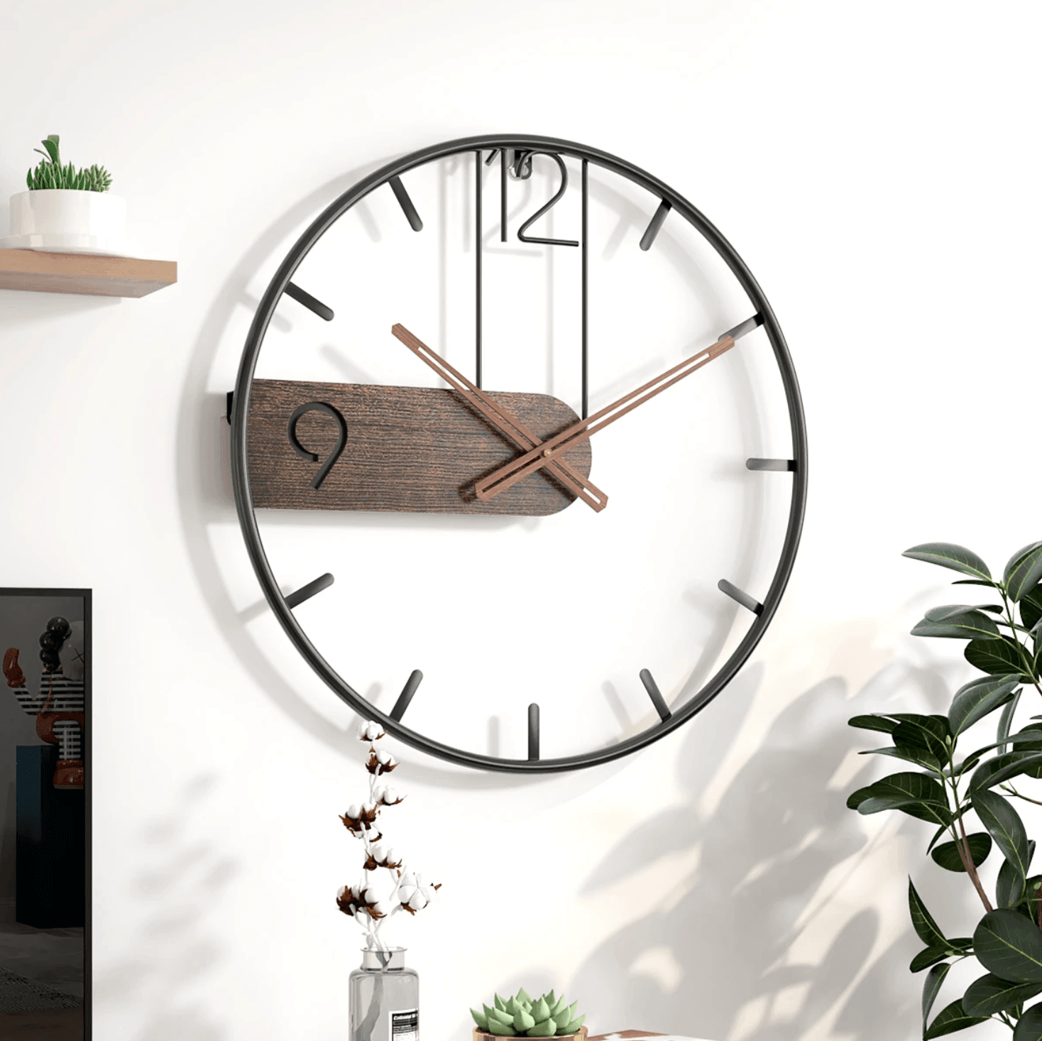 FusionClock | Moderne ronde grote ijzeren wandklok