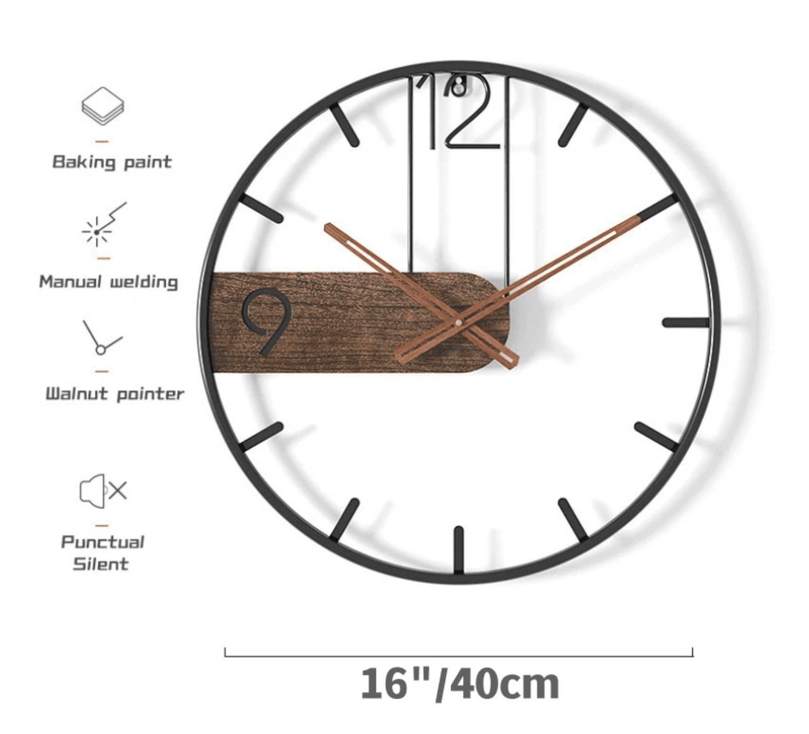 FusionClock | Moderne ronde grote ijzeren wandklok