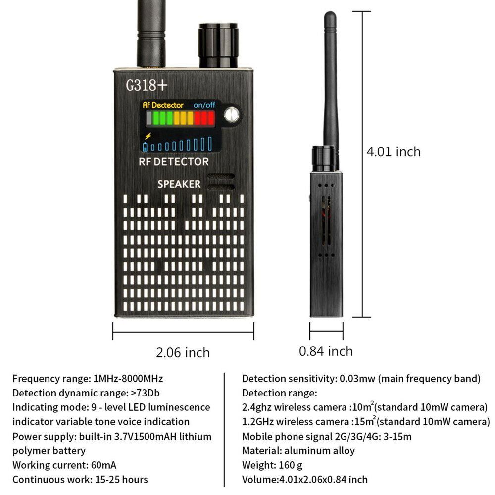 SpySweep | RF-signaal Bug Detector - verborgen camera, GPS Tracker, GSM afluisterapparaat Finder