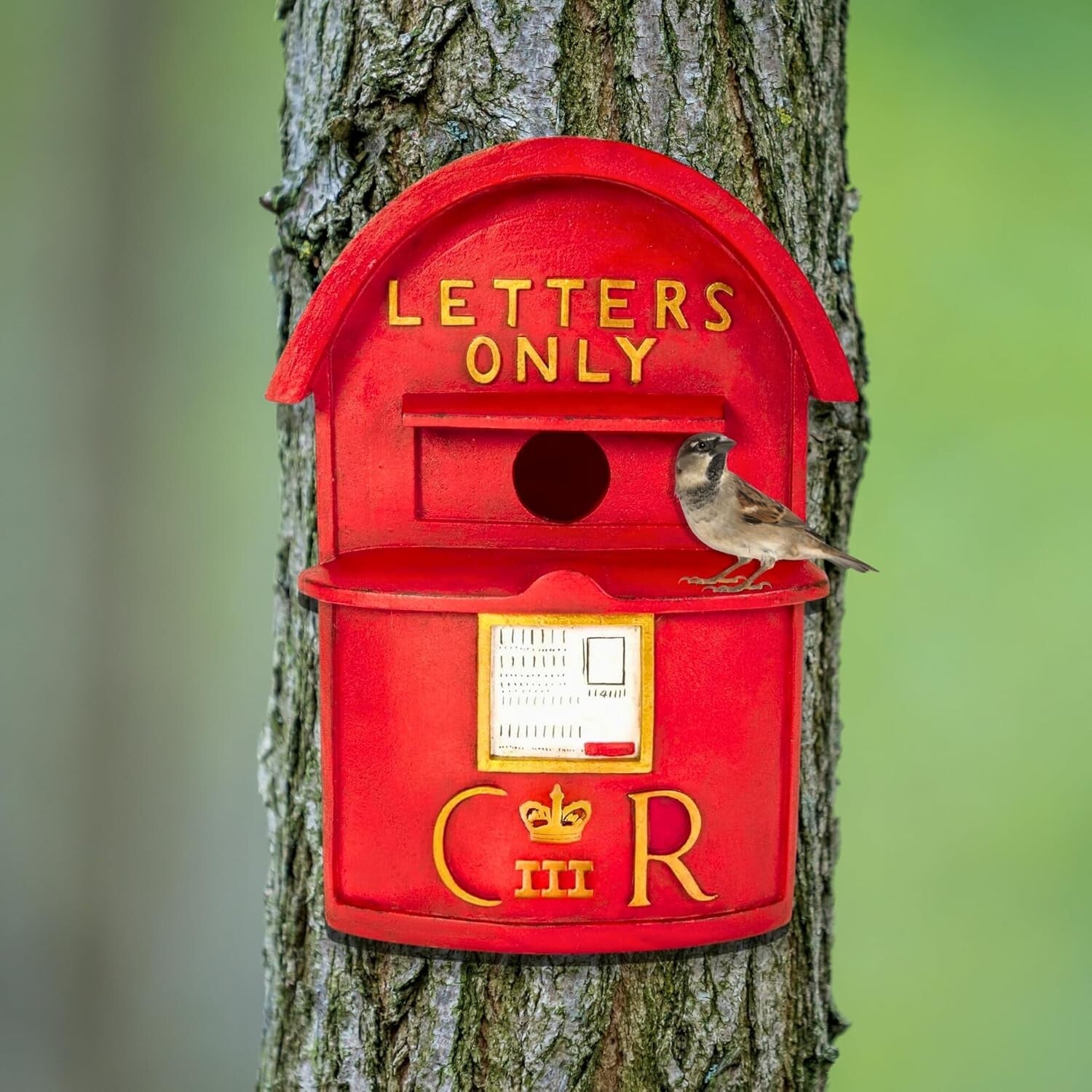 LetterPerch | Hangend Tuinvogelhuisje - Hars Vogelhuisje voor Buiten, Decoratieve Tuinnestkast