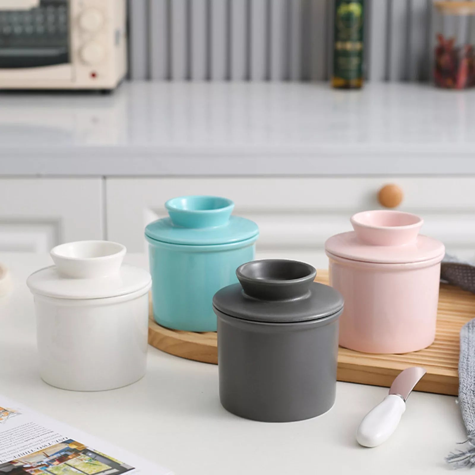 JarLuxe | Premium keramische pot voor boter, jam en smeersels – luchtdichte keukenbewaarpot